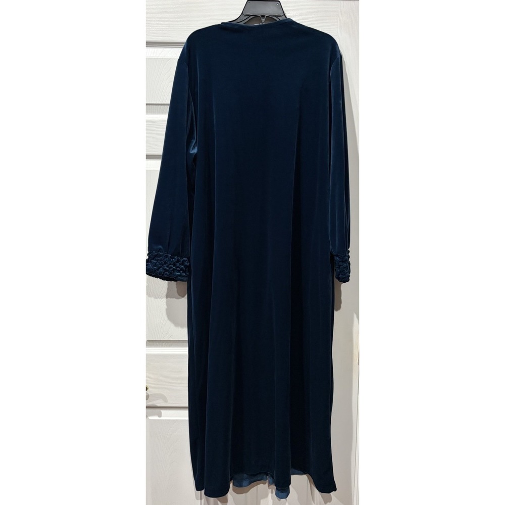 Vintage Delicates Velour Robe Women's Size XL Turquoise Textured Housecoat - Picture 3 of 12